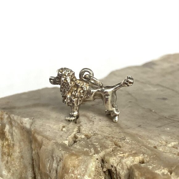 Solid Sterling Silver 925 3 Dimensional Poodle Dog Puppy Dog Charm Pendant - Picture 1 of 16